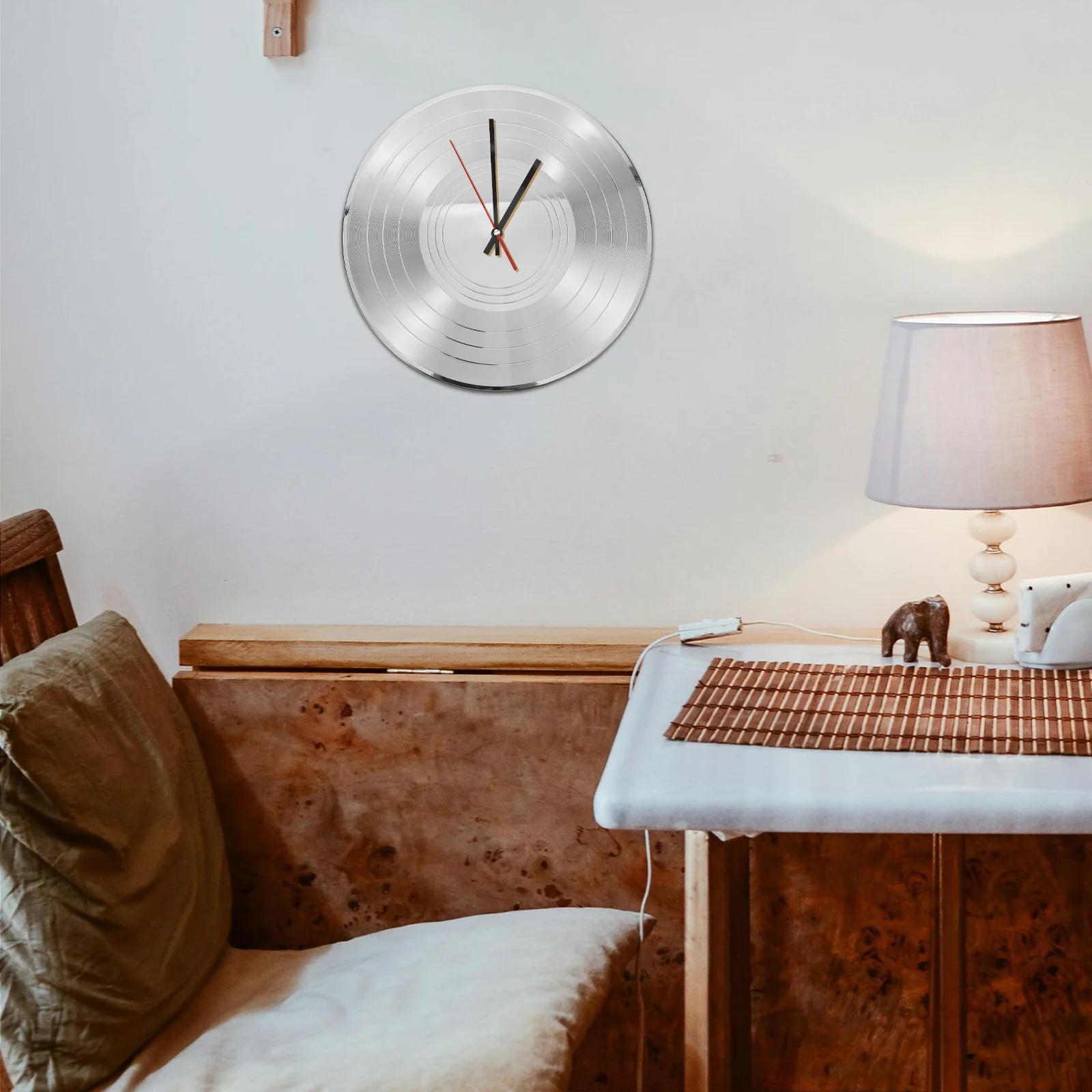 

Wall Clock Audio Player Decorative Ornament Fake Vinyl Records Disco Colored for Silver Creative Hanging