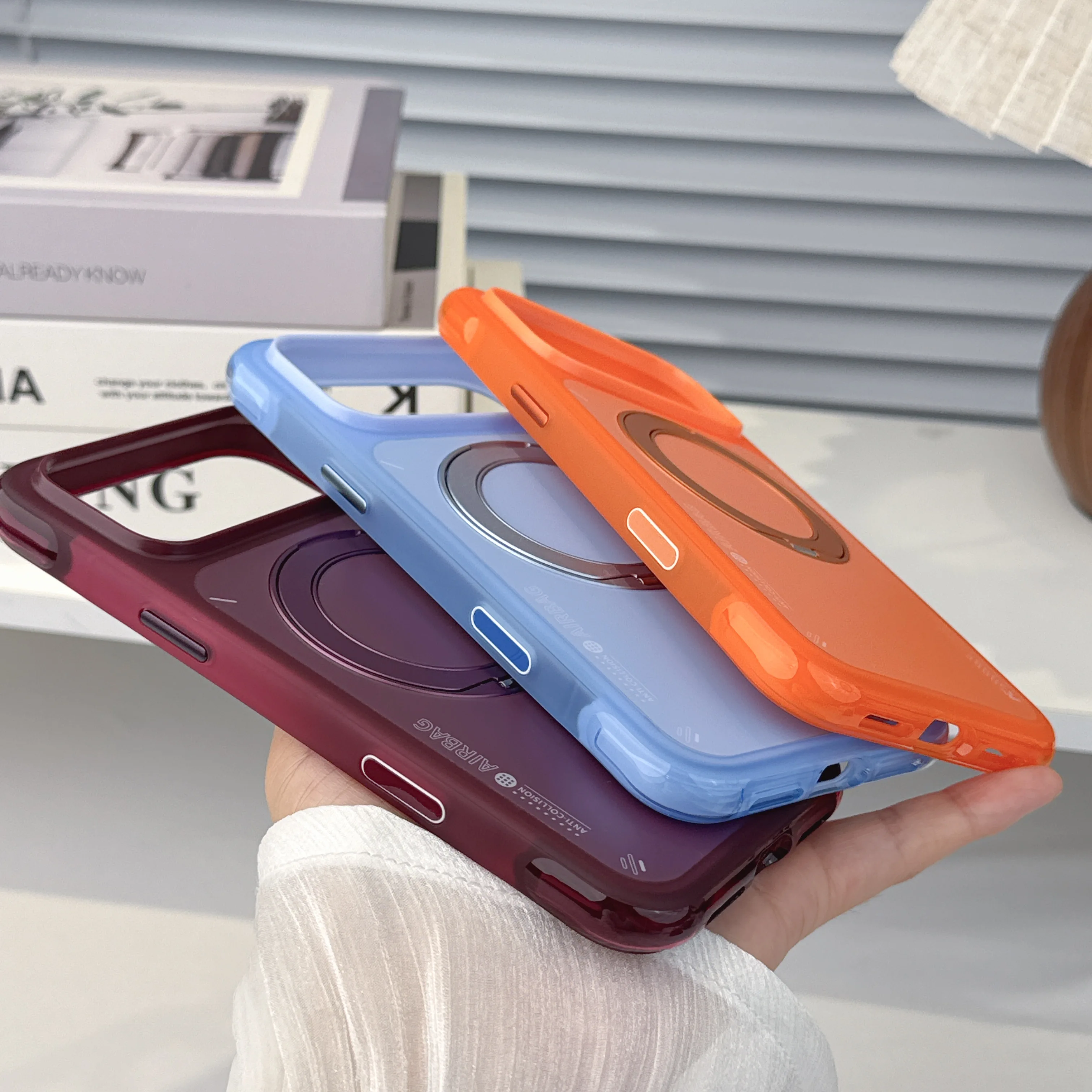 360 Rotating Magnetic Bracket Mobile Phone Case for iPhone 18 Pro Max 17 16Pro Skin Feel Practical Full Protection Stand Cover view 5
