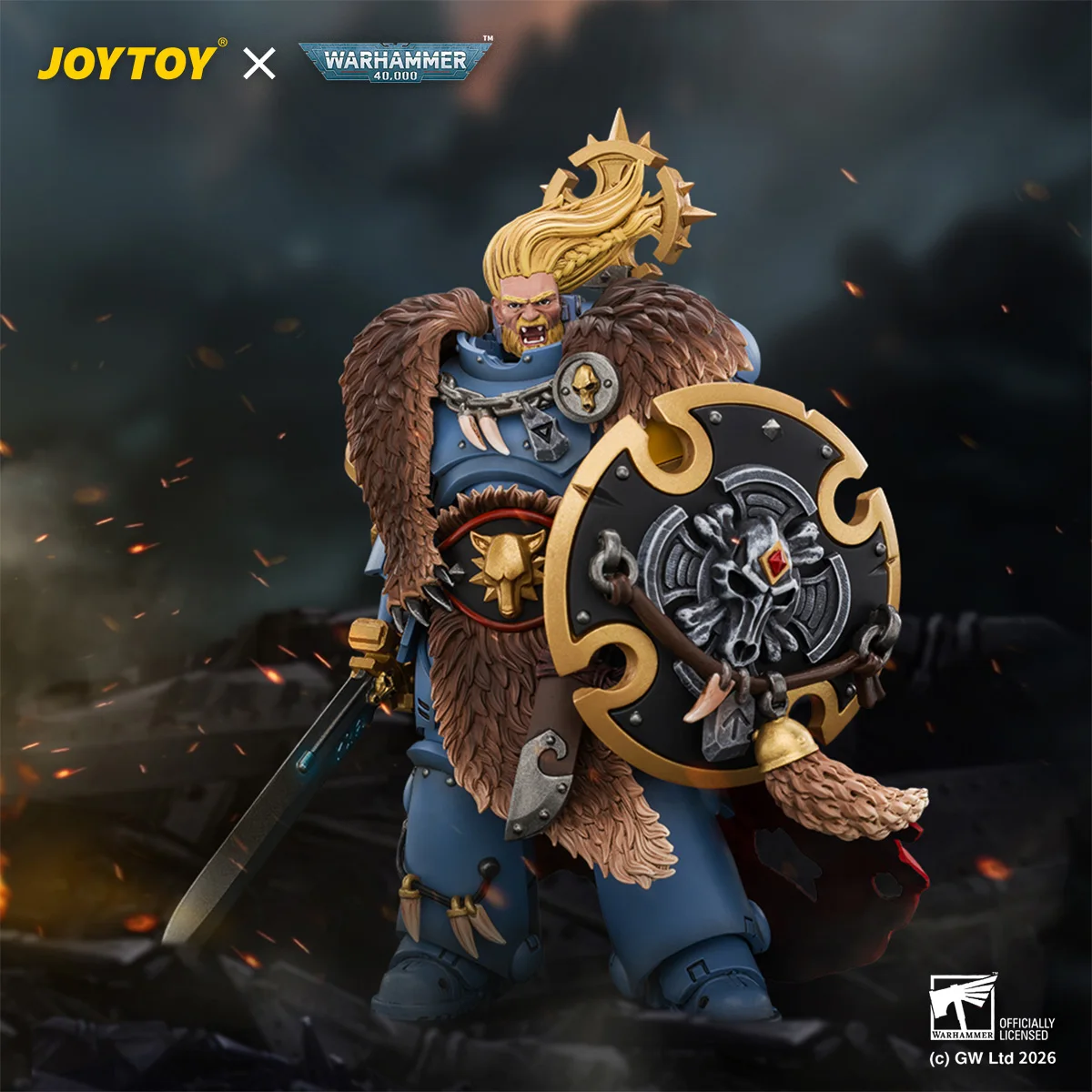 【Pre-sale】JOYTOY Warhammer 40K Space Wolves Wolf Guard Battle Leader 1/18 Action