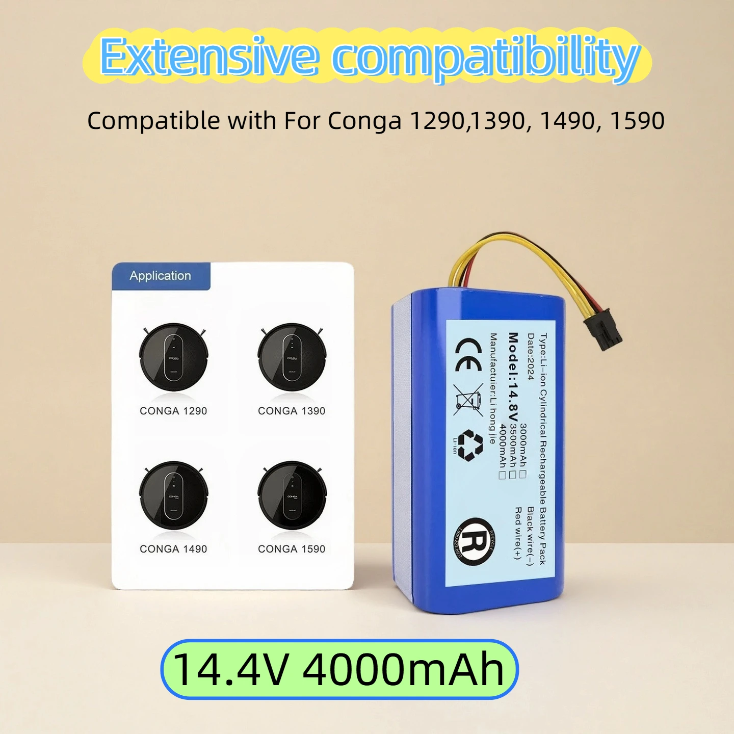 

NEW 14.4V 12800mAh Li-lon battery for Cecotec Conga 1290 1390 1490 1590 vacuum cleaner Genio deluxe 370 gutrend echo 520