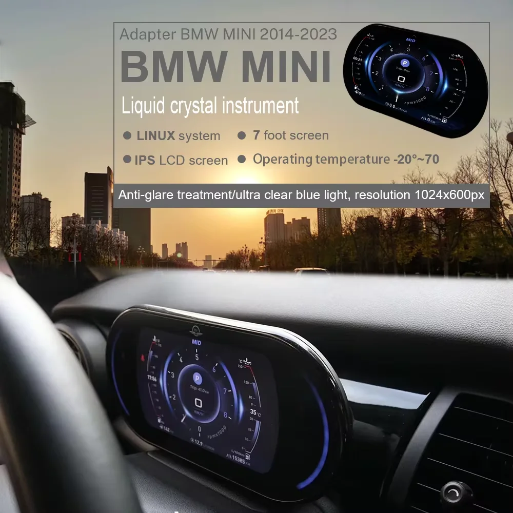أداة افتراضية العنقودية قمرة القيادة لوحة القيادة نظام لينكس لسيارات BMW الجديدة ميني كوبر 2014-2023 شاشة عرض أجزاء عداد السرعة LCD