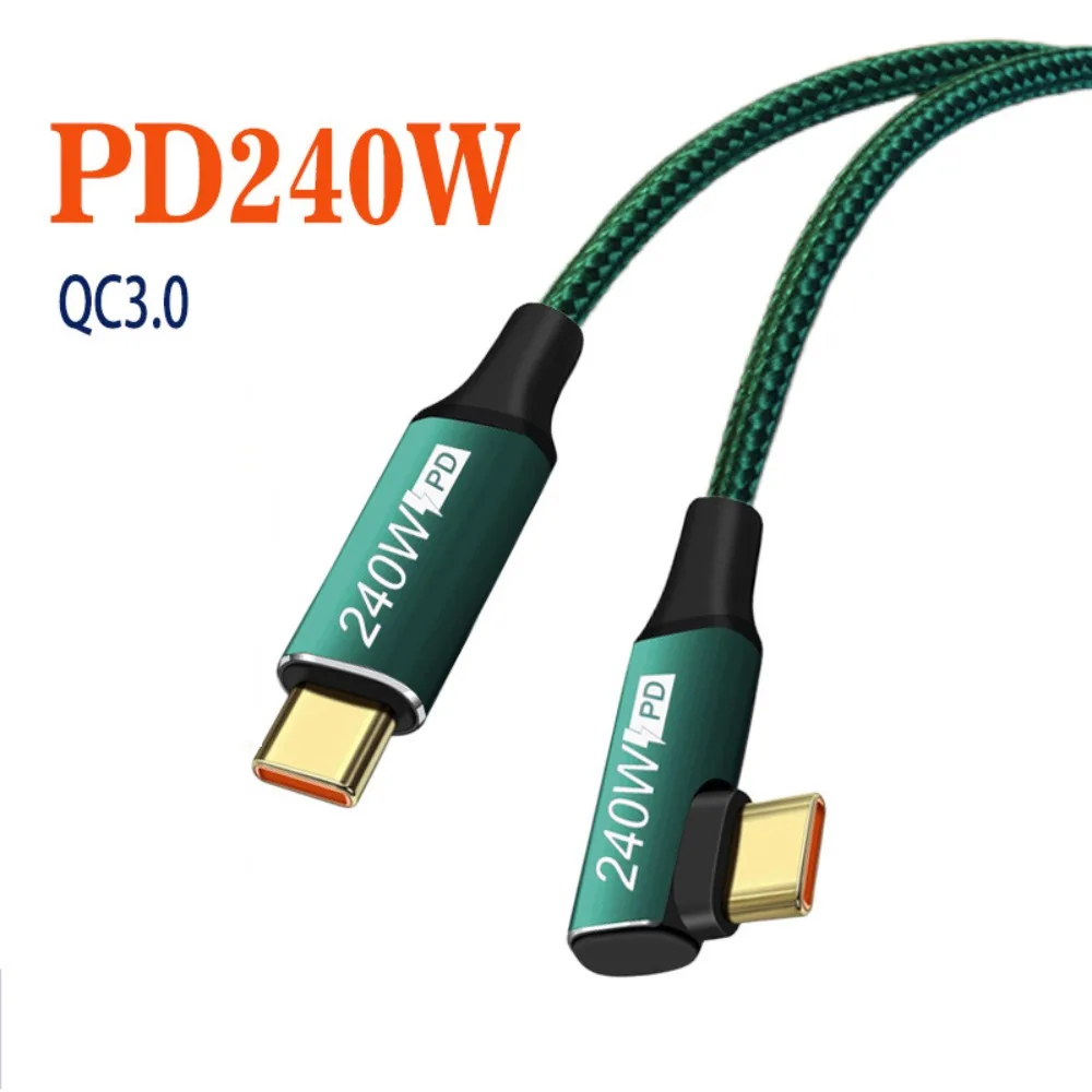 Single Head 240w Male to Male USB Type C Fast Charging 90 Degree Angle Data Cord USB C Cable Charging Cable Data Wire