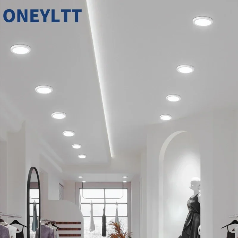 Oświetlenie panelowe LED Ultra cienka oprawa sufitowa typu Downlight 50 mm do 200 mm z wyciętym otworem Regulowana lampa panelowa AC85-265V Lampa