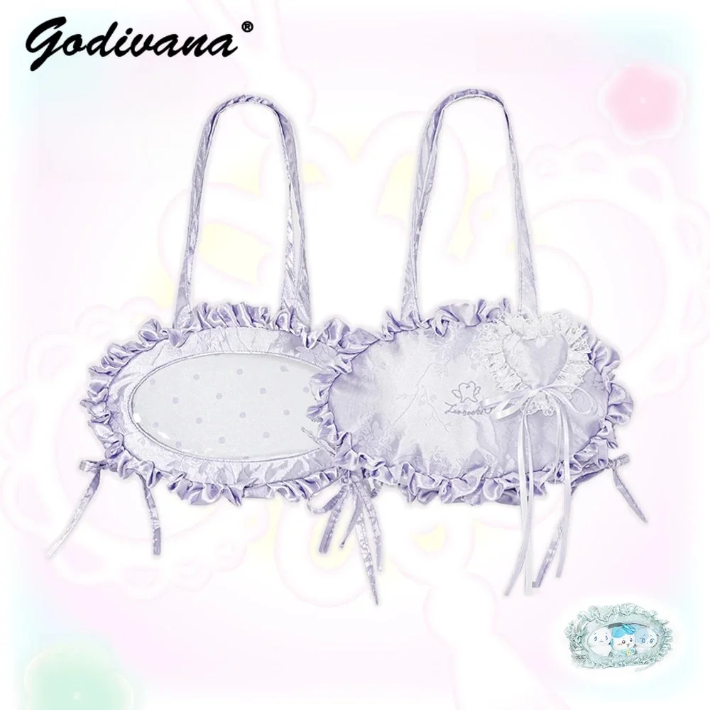 Japanese Style Satin Pain Bag Female Girls Lolita One Shoulder Crossbody Baby Bag Chinese Style Portable Handbags