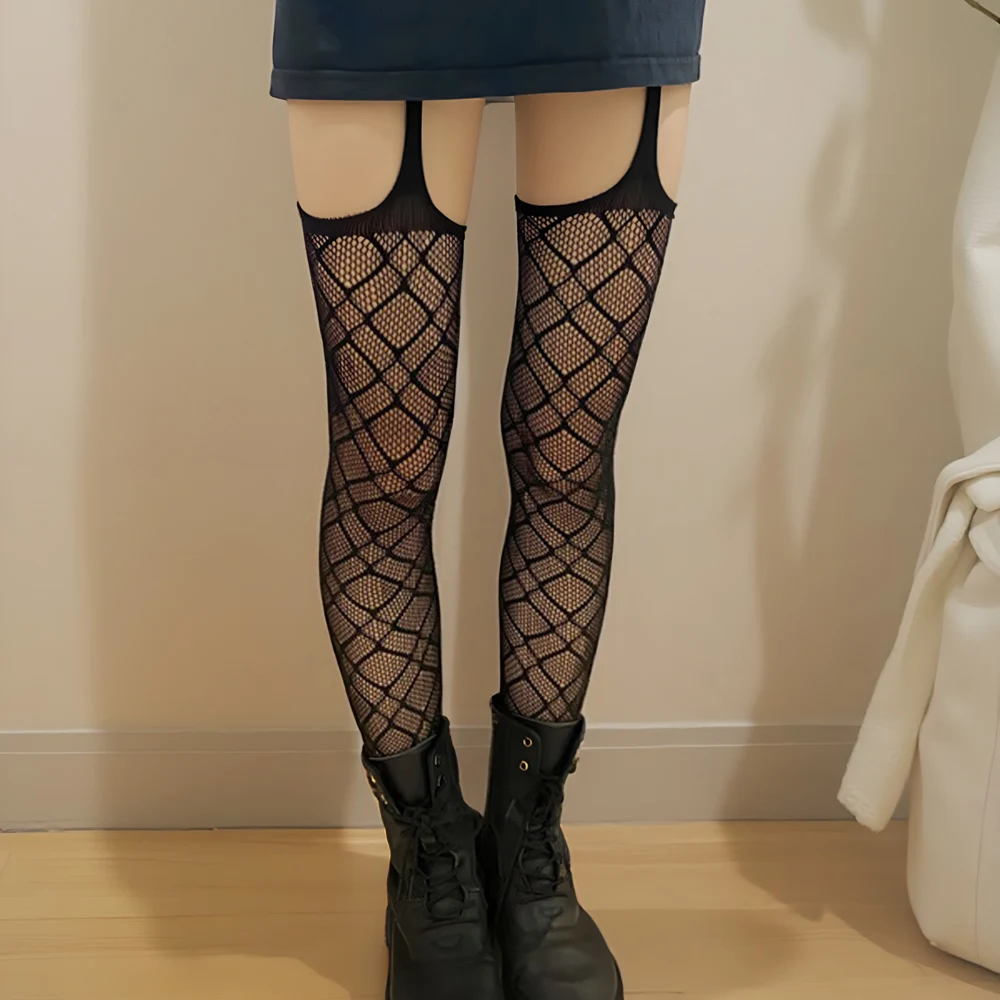 

Women Sexy Lingerie Stockings Garter Belt Stripe Elastic Stockings Black Fishnet Stocking Thigh Sheer Tights Pantyhose Dropship