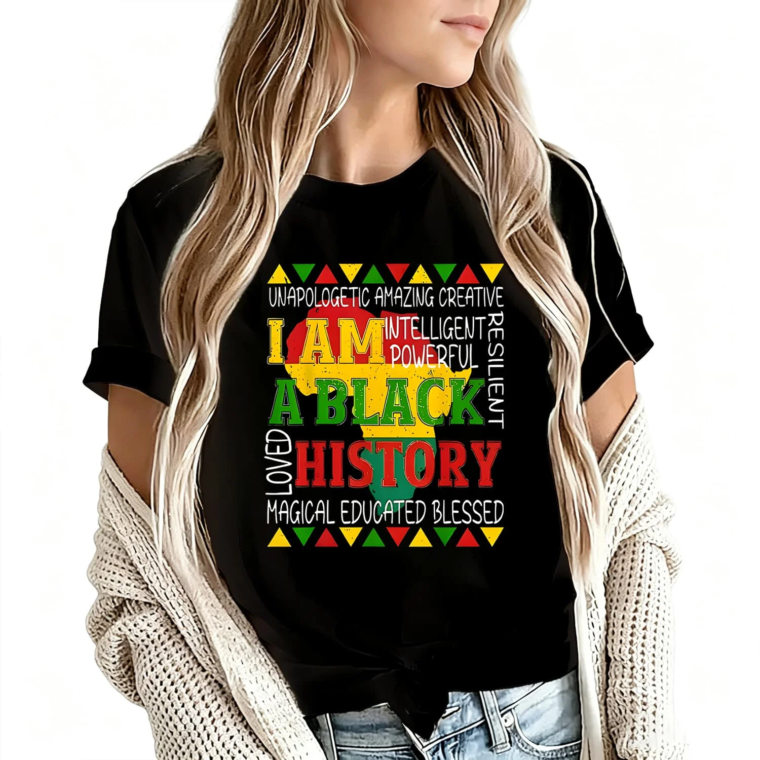 Black History Is American History Women's T-Shirt 100% Cotton Funny Graphic Short Sleeve Tee Novelty Shirt Casual Crew Neck Top S-5Xl