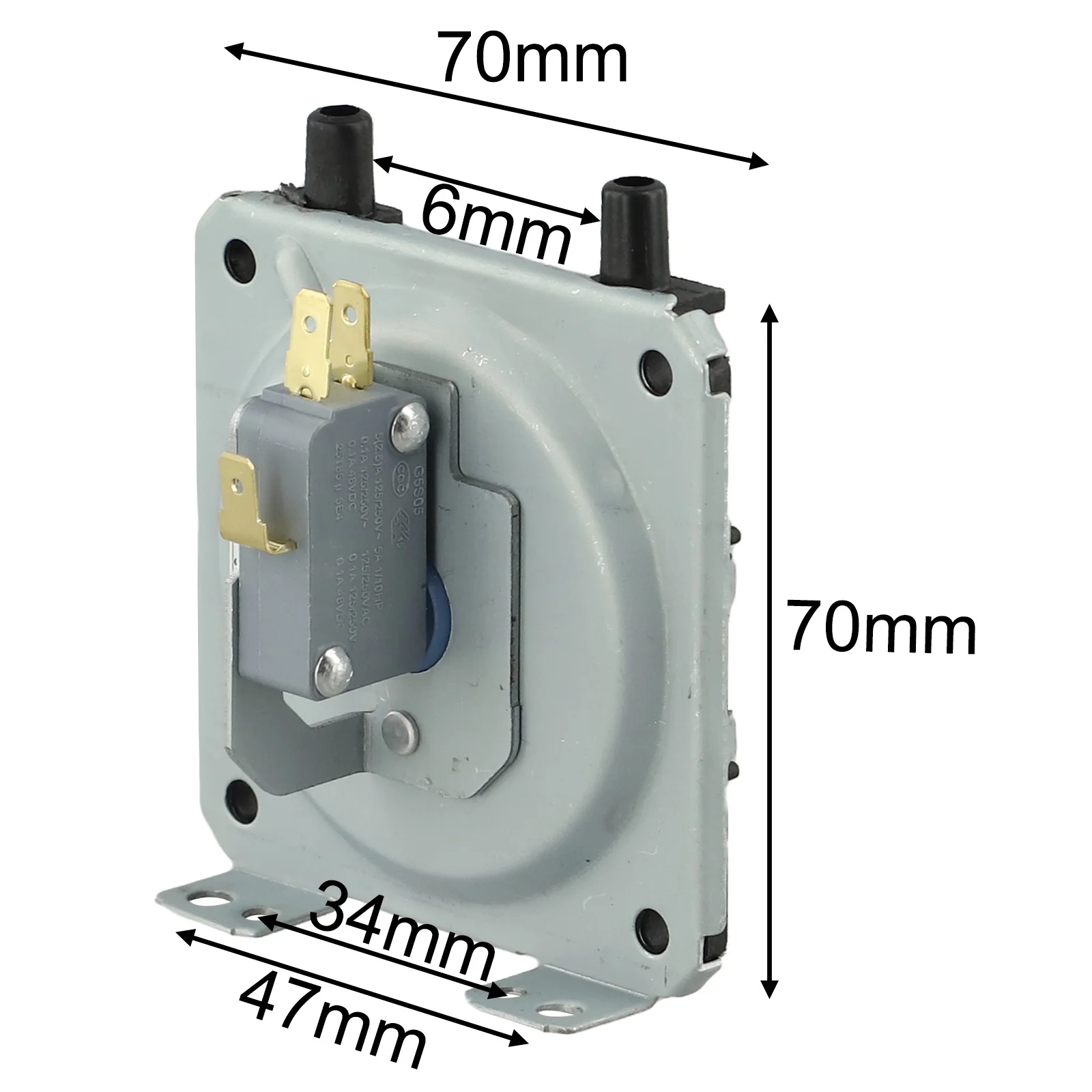 Reliable Pressure Switch Air Pressure Switch 0.1A 125 250VAC Easy Installation Humidity Below 95 Plastic And Metal