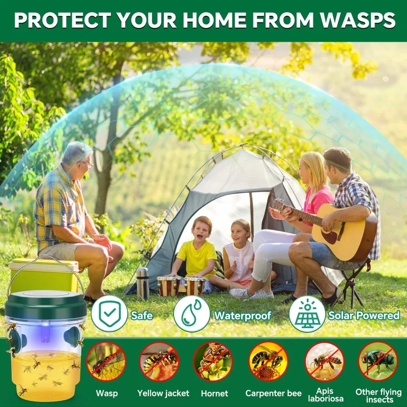 1pcs Reusable Insect Trap Large Pest Control Wasp Traps Outdoor Indoor Insect Catcher Trap Orchard Handle Fruit Fly Catcher