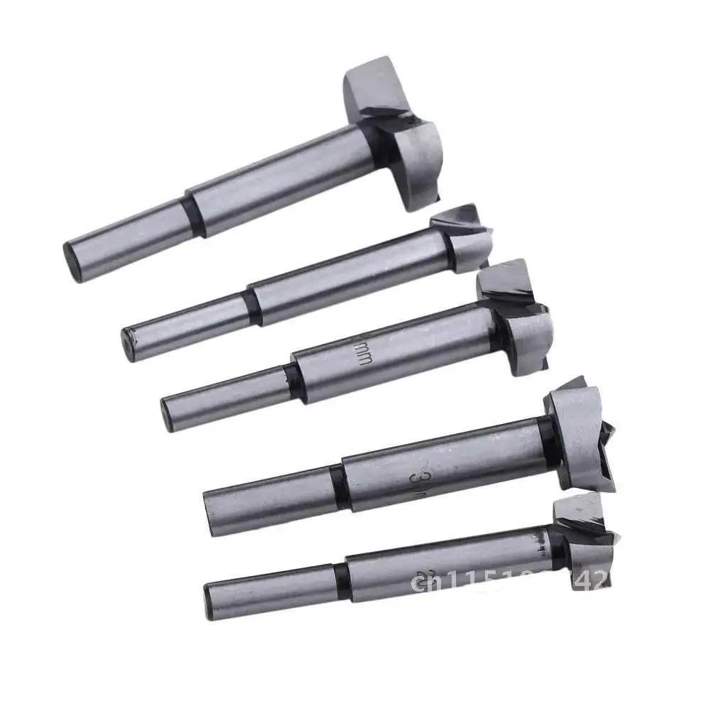 Forstner Wood Drill Bit Set 5pc Centering Hole Saw Cutter Wood Hole Drilling Woodworking Tools with Round Shank 15/20/25/30/35mm