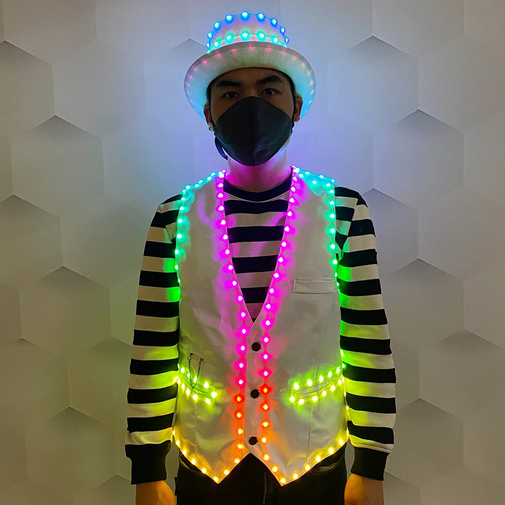 led luminous vest Bar clothing Luminous jacket vest DJ Singer party Luminous supplies Dance show LED hat luminous supplies