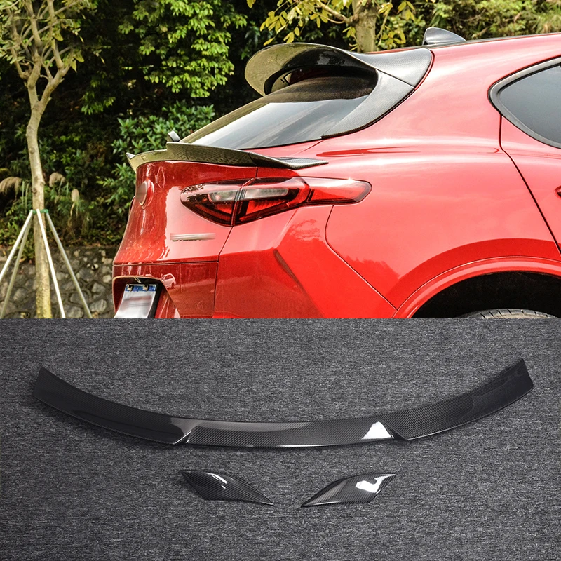 Exterior accessories, carbon fiber rear wing, trunk rear spoiler, three-pack style for Alfa  Romeo Stelvio 2017-2022