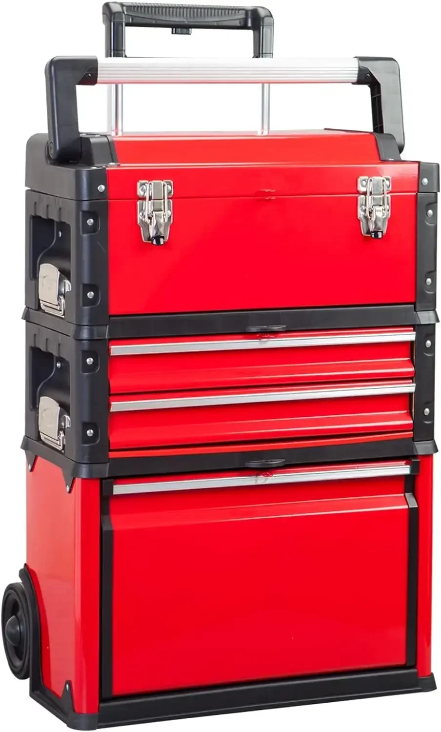 for  Torin Garage Workshop Organizer: Portable Steel & Plastic Stackable Rolling Upright Trolley Tool Box w/3 Drawers