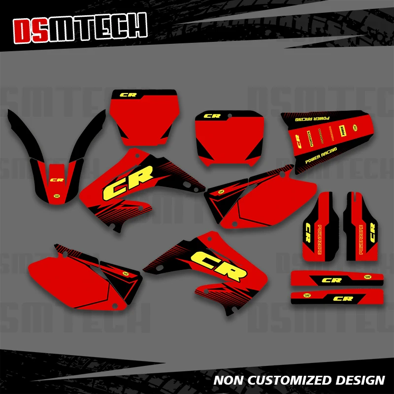 

DSMTECH для HONDA CR125 CR250 CR125 CR 250 2002-2012 графические наклейки наклейки мотоцикл фон индивидуальный номер имя 002