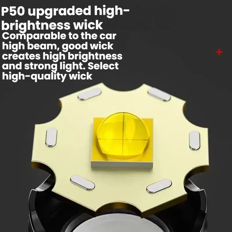 Lumière tactique Super brillante, projecteur d'urgence, zoom télescopique, batterie intégrée, lampe de poche Led P70, 5000LM, rechargeable ca