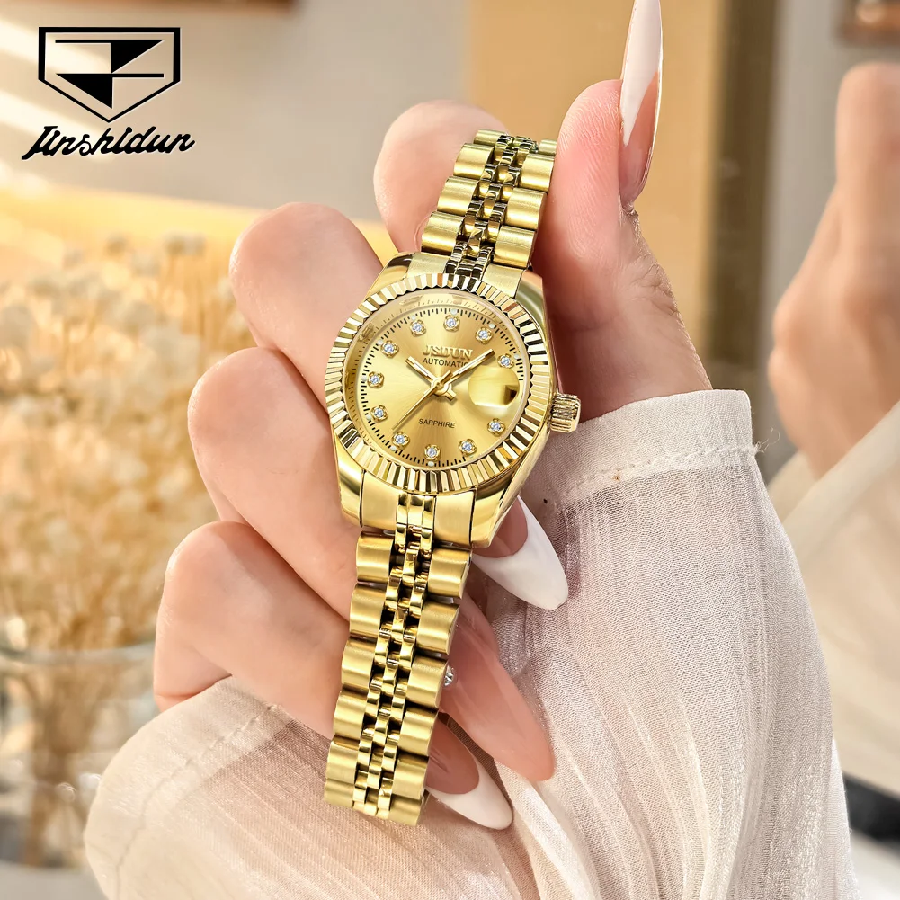 JSDUN 8737 Women Watches High Quality Luxury Elegant Original Mechanical Watch Small Dial Ladies Watch Steel Strap Gifts Box