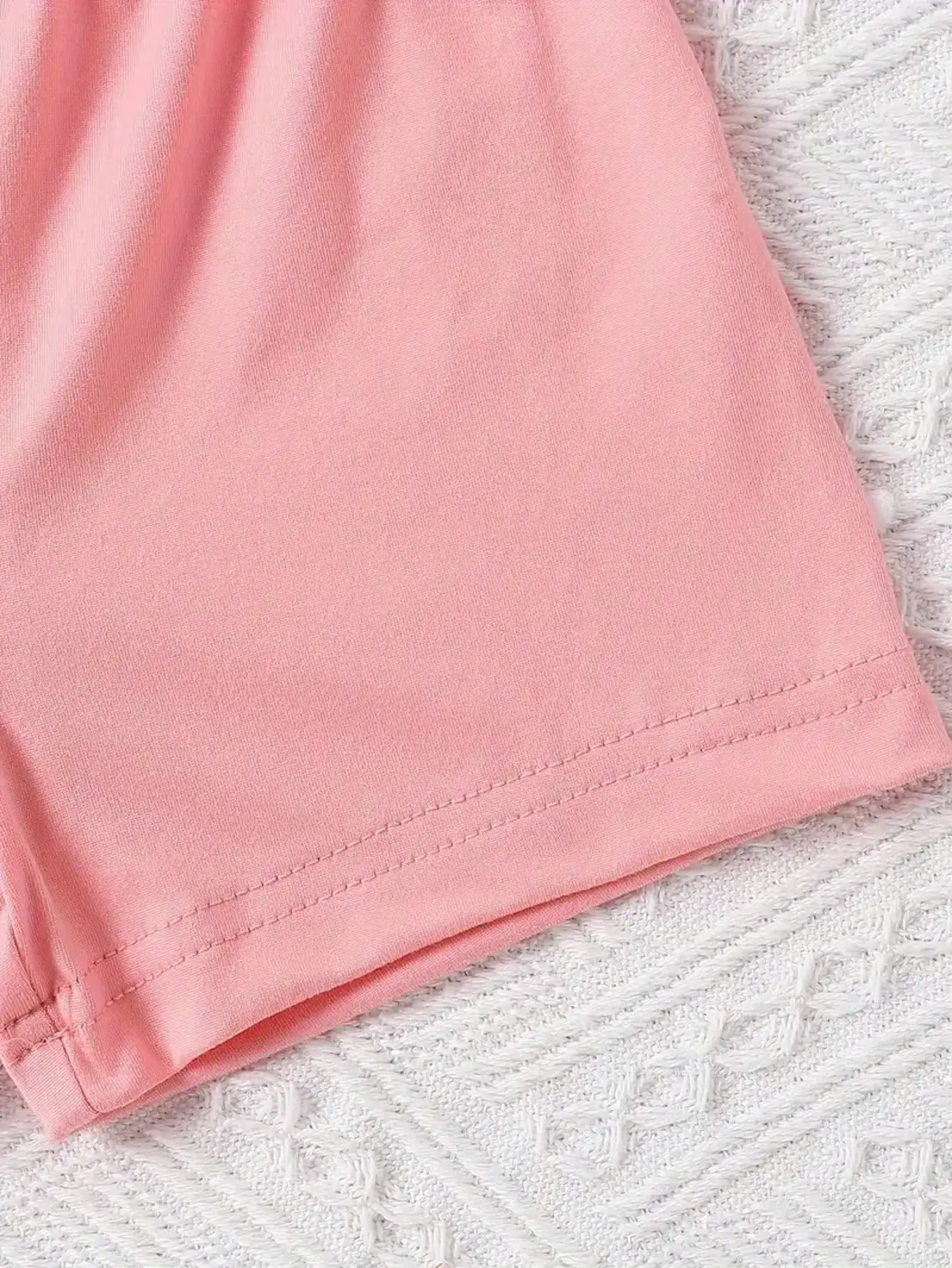 2026 Mädchen-Liebesbrief-Print Zweiteiler-Set Rundhals-Kurzarm-T-Shirt + lockere einfarbige Shorts Sommer-Set – Detail 6