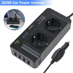 4 USB 400W Peak Power Accessories Cigarette Lighter DC To AC 12V to 220V Car 200W Inverter Auto Mounted Inverter AC EU Socket