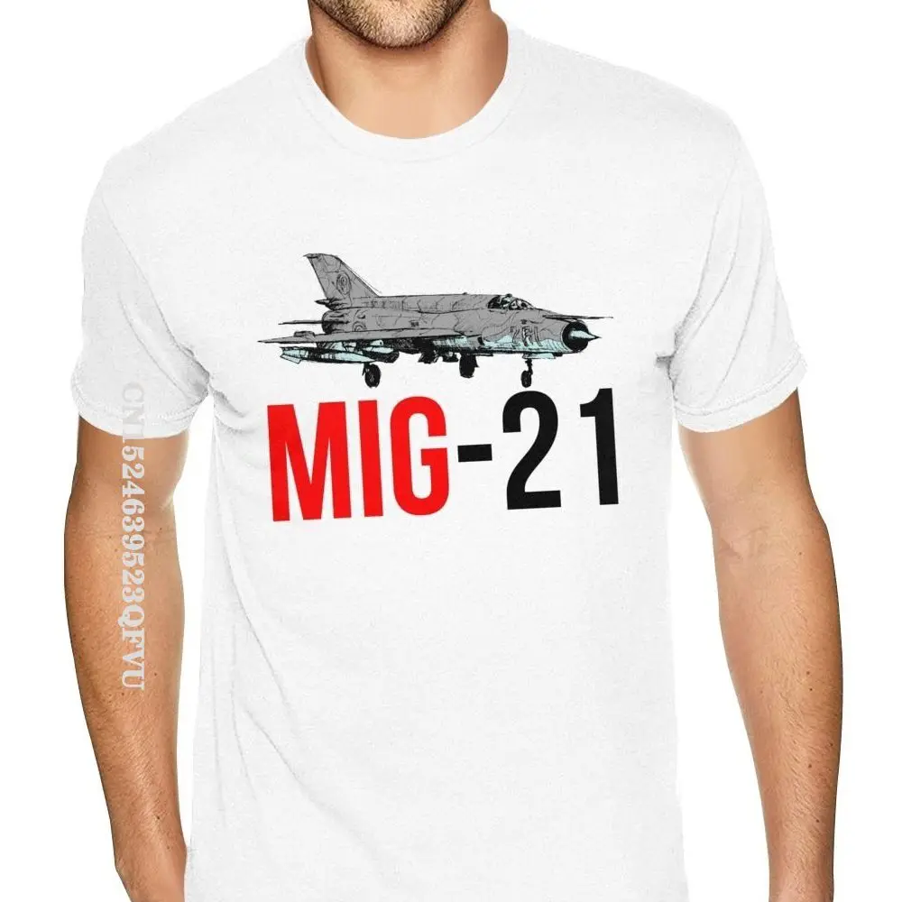 Printed MIG 21 Jet Air Plane T Shirt For Men Custom Gothic Style Anime Tshirt Full Cotton O Neck Shirts Punk Style