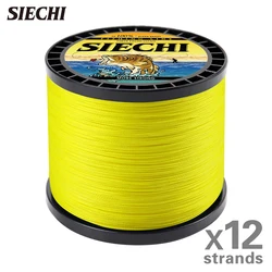 SIECHI Super Strong 12 Strands Braided Fishing Line X12 PE Line 300M 500M 1000M Multifilament Abrasion Resistant Fishing Lines