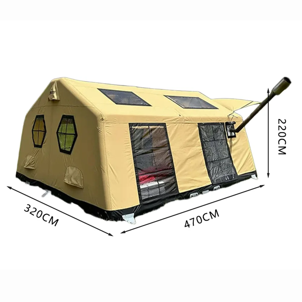 

Inflatable Ridge-Style Tent Glamping Large Outdoor Camping Waterproof Oxford Fabric Inflatable Tent With Air Pump for 5-8 Person