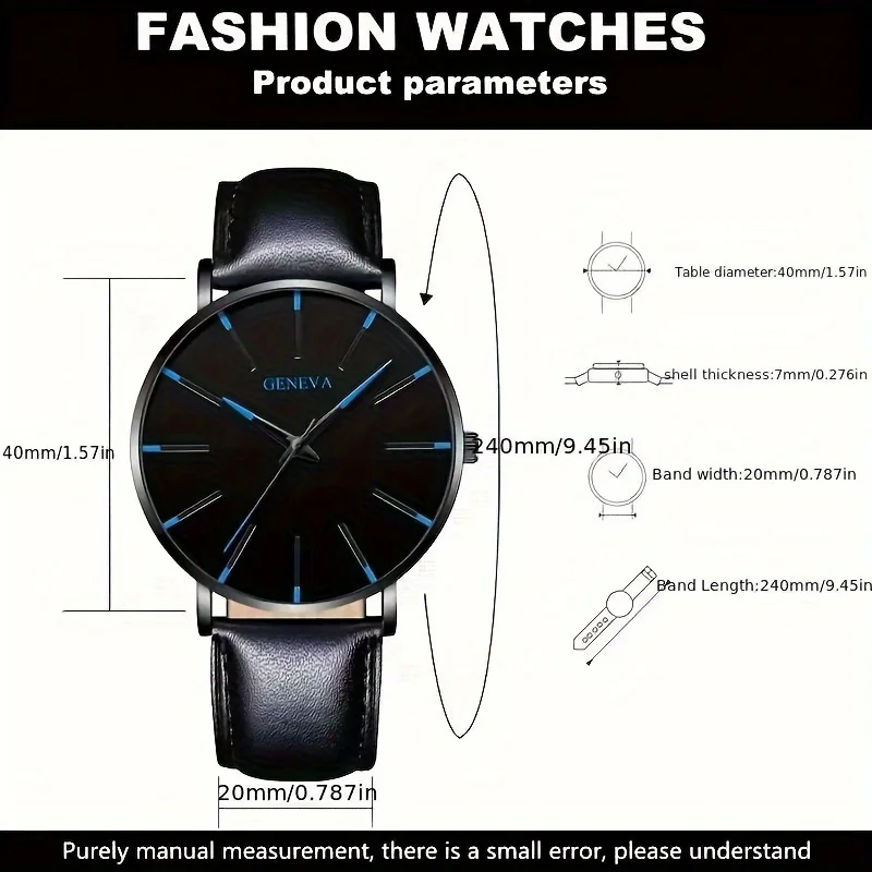 طقم ساعة يد وسوار كوارتز غير رسمية ، هدايا للرجال ، 4 لكل مجموعة