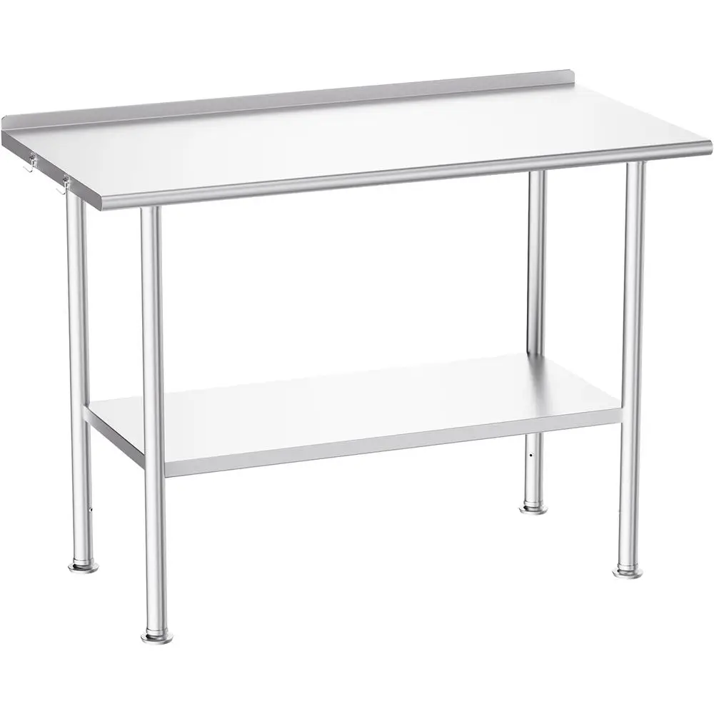 

Стол для подготовки продуктов из нержавеющей стали, 24 x 48 дюймов, с закругленной задней стенкой и регулируемой нижней полкой, для тяжелых условий эксплуатации или использования на улице, для ресторанов