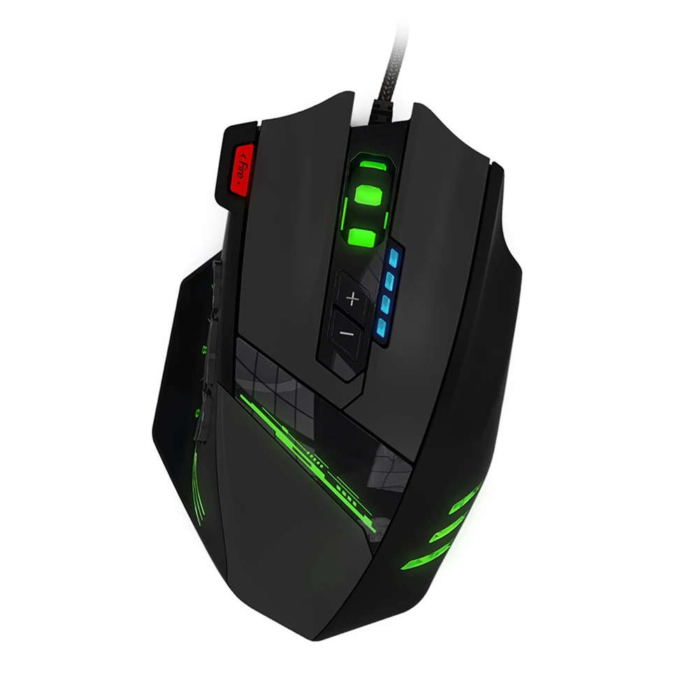 

Проводная игровая USB-мышь ZELOTES C-12 — 12 программируемых кнопок, уровня 4 точек на дюйм, 7-цветная RGB-подсветка для геймеров