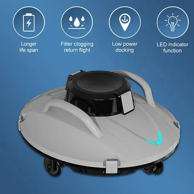 เครื่องดูดฝุ่นหุ่นยนต์สระว่ายน้ําคุณภาพสูงไร้สาย OEM / ODM หุ่นยนต์ทําความสะอาดอย่างรวดเร็วสําหรับสระว่ายน้ํา