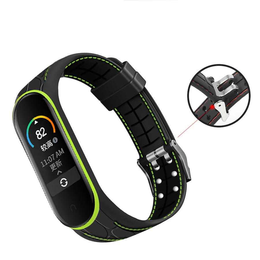 Linha dupla Strap para Xiaomi Mi Band, Pulseira, Pulseira, Substituição, Respirável, 5, 4, 3, 5, 6, 7