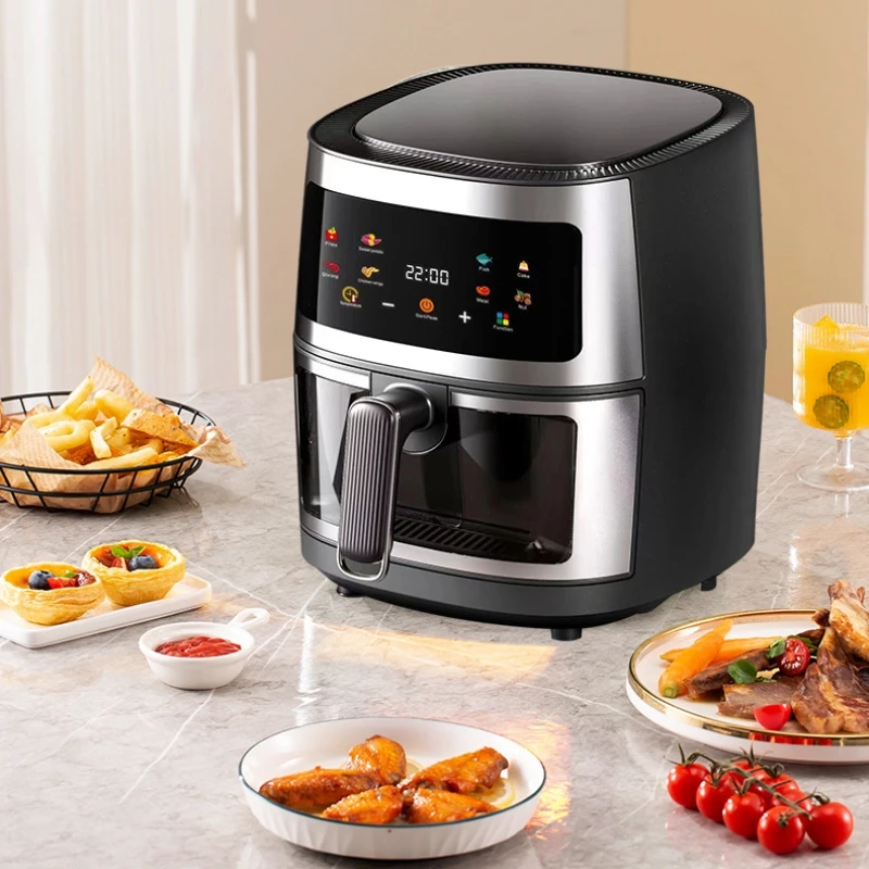 Square Stainless Steel 4.5L Household Visible Air Fryers Rack Without Oil As Seen As Silver Crest Air Fryer