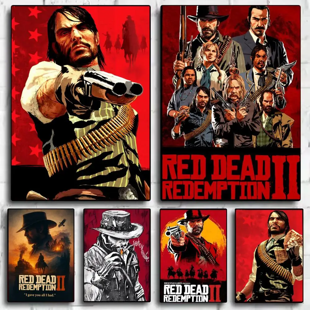 ملصق R-Red Dead Redemption 2 ملصق مثالي ذاتي اللصق مصمم لمساحات مكتب الطعام المنزلية