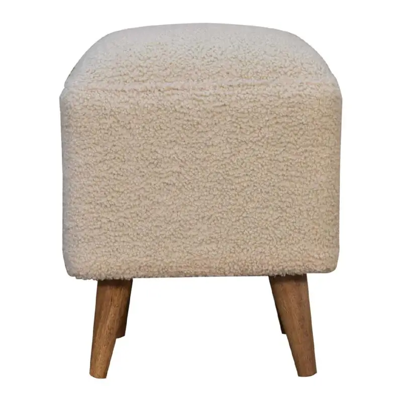 

Solid Wood Cream Boucle Squoval Bench - Stylish & Versatile Furniture for Home Décor, Perfect for Living Room, Entryway or