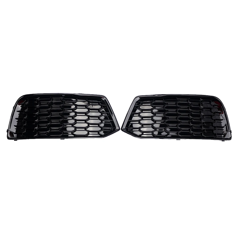 Glossy Black Front Bumper Fog Light Grills Trim Cover Honeycomb for Audi Q5 2018 2019 2020 Regular Model 80A807679D 80A807680D