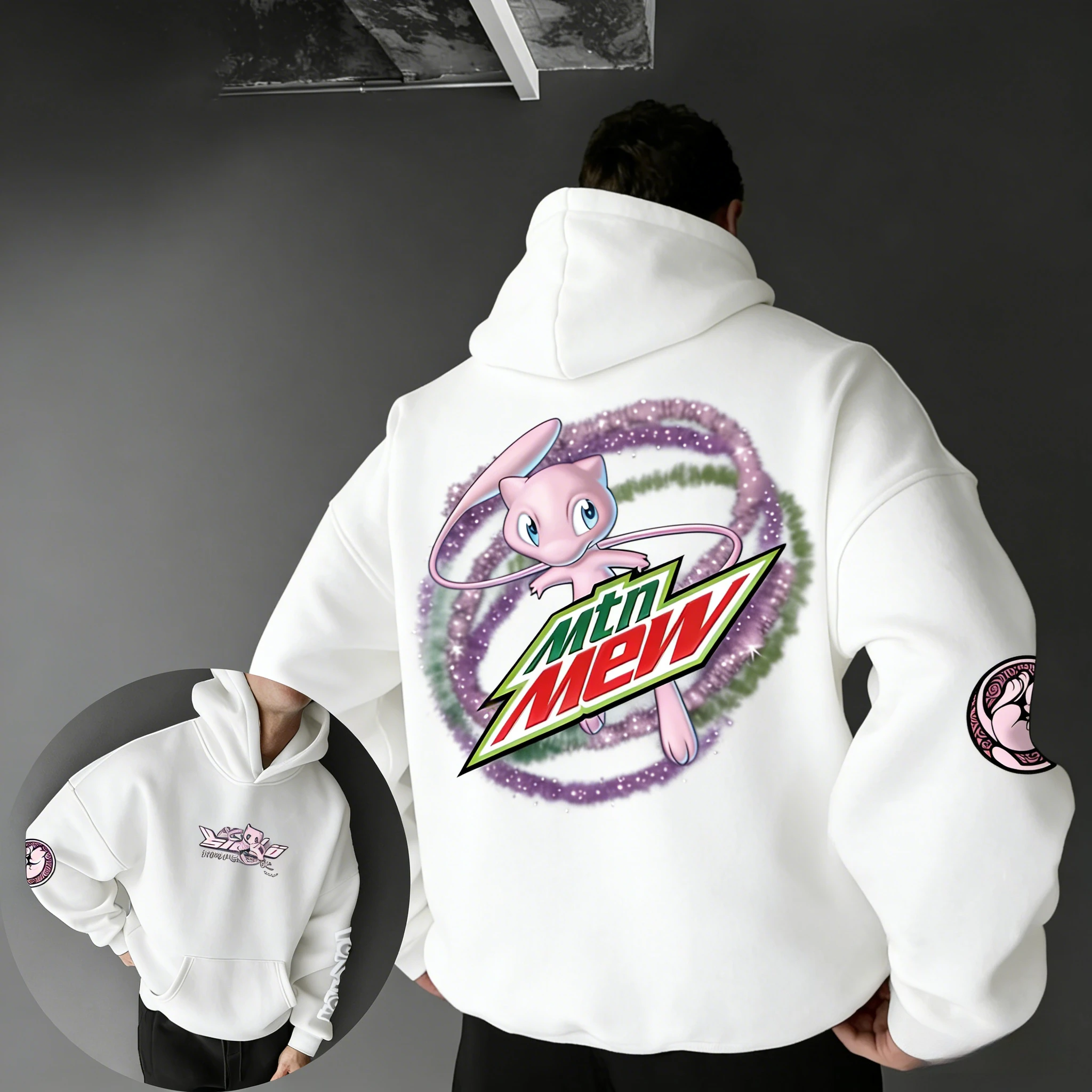 2026 Pokémon Anime Mew Co-Branded Baumwoll-Hoodie Frühling/Sommer Neu Harajuku Lockerer Freizeit-Übergrößen-Hoodie für Herren und Damen