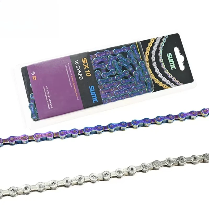 

SUMC Bicycle Accessories SX10 116L Chain 10s / 30 Speed Rainbow Solid Bike Chain 10s MTB / Road Bicycle