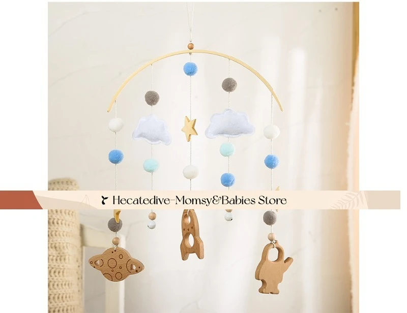 【Must Have】 Sonagli e cellulari per bambini Mobile per culla in legno con cielo stellato ​   giocattoli educativi set neonato mini decorazioni cose per bambini