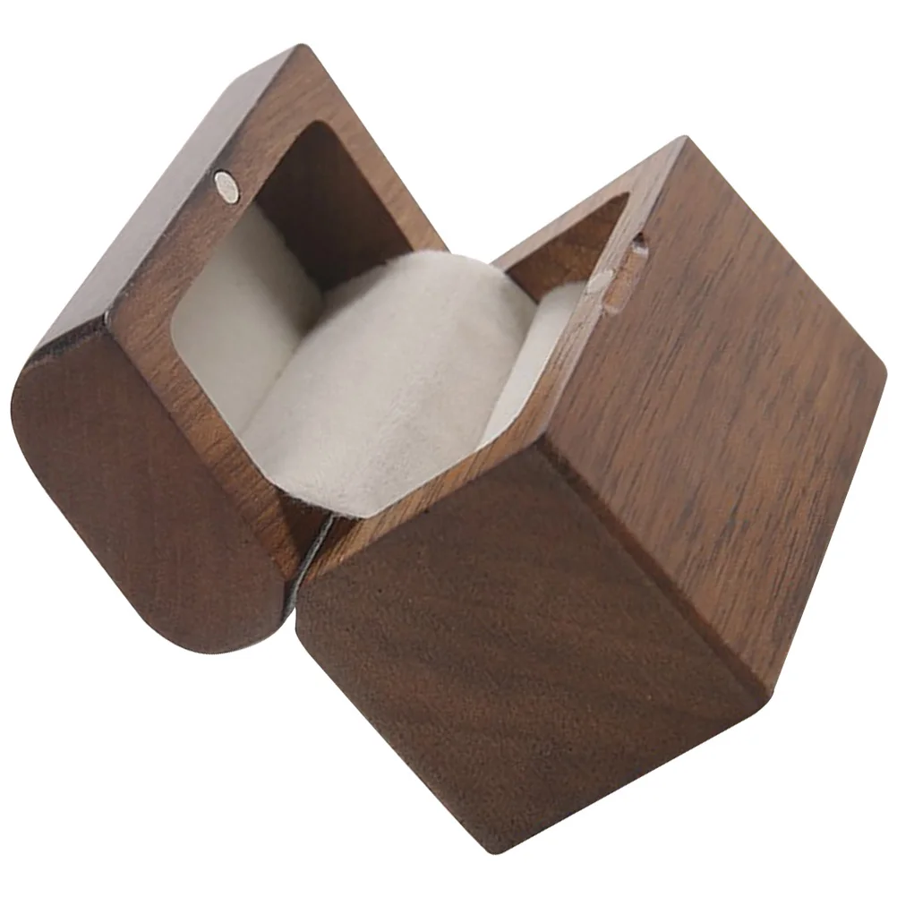 

Wooden Ring Box Premium Quality Engagement Wedding Ceremony Proposal Gift Case Vintage Small Travel Ring Holder Decorative