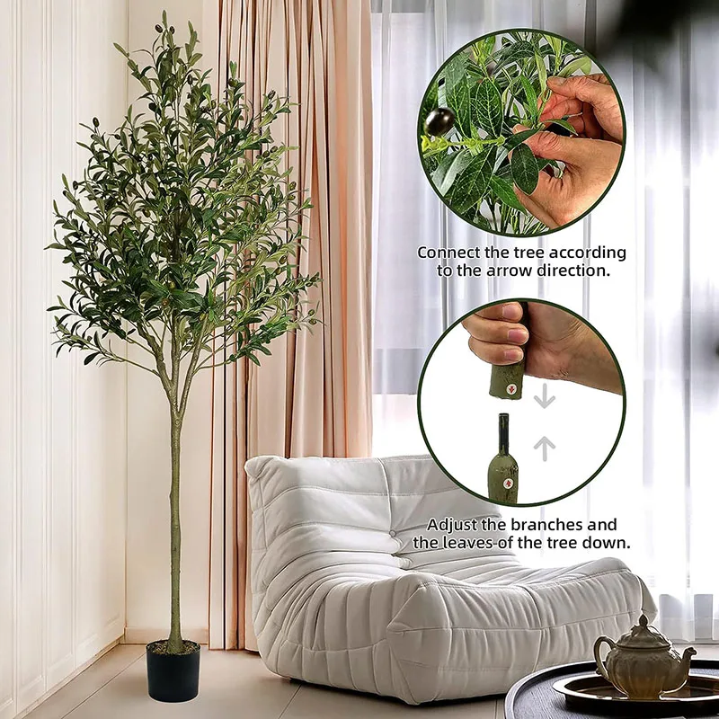 5.9FT Large Artificial Olive Tree Plants Fake Olive Tree with Pot Artificial Plant Silk Tree for Home Office Living Room Decor