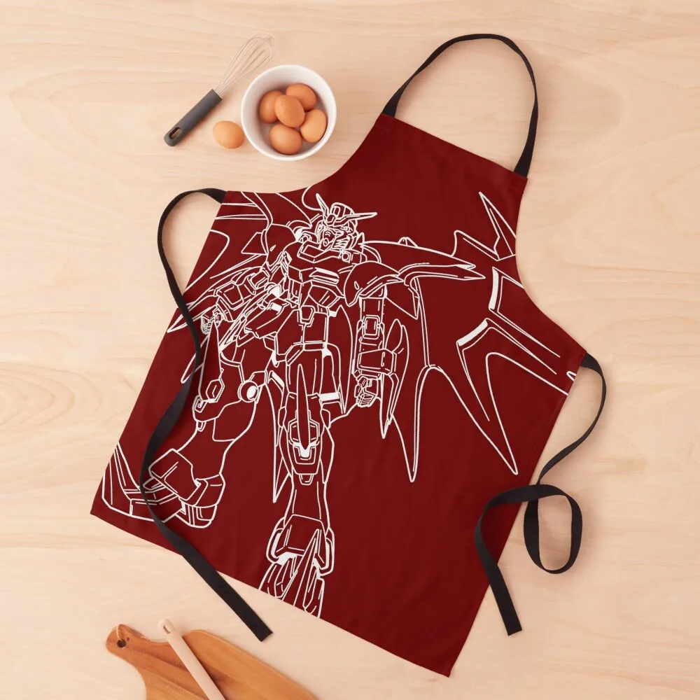 Gundam Deathscythe Hell EW Vers. Outline White Apron Kitchens For Men Kitchen Apras For Women women's work Apron