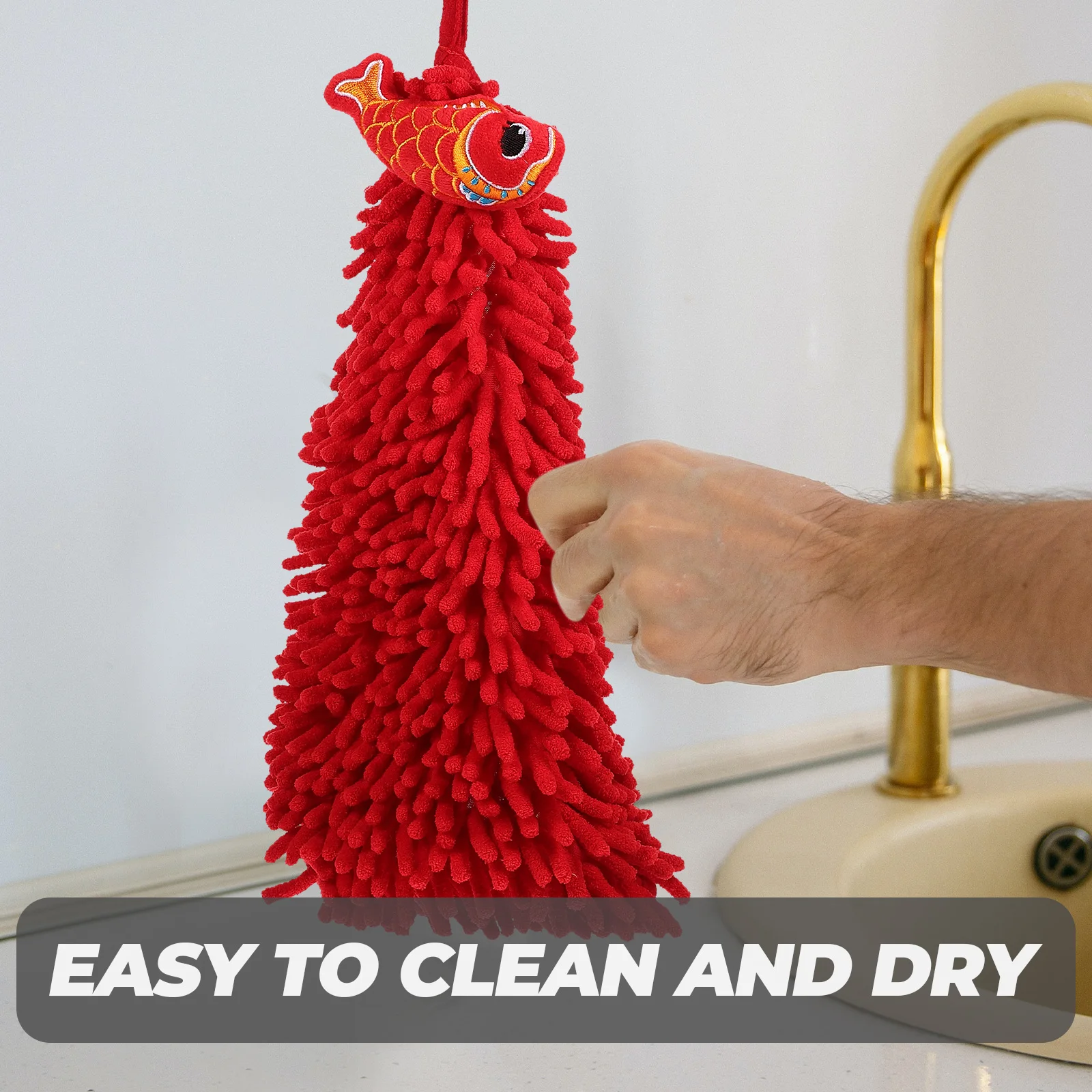

1pcs Fuzzy Chenille Hand Towel Fast Drying Absorbent Kitchen Bathroom Hanging Reusable Practical Washable