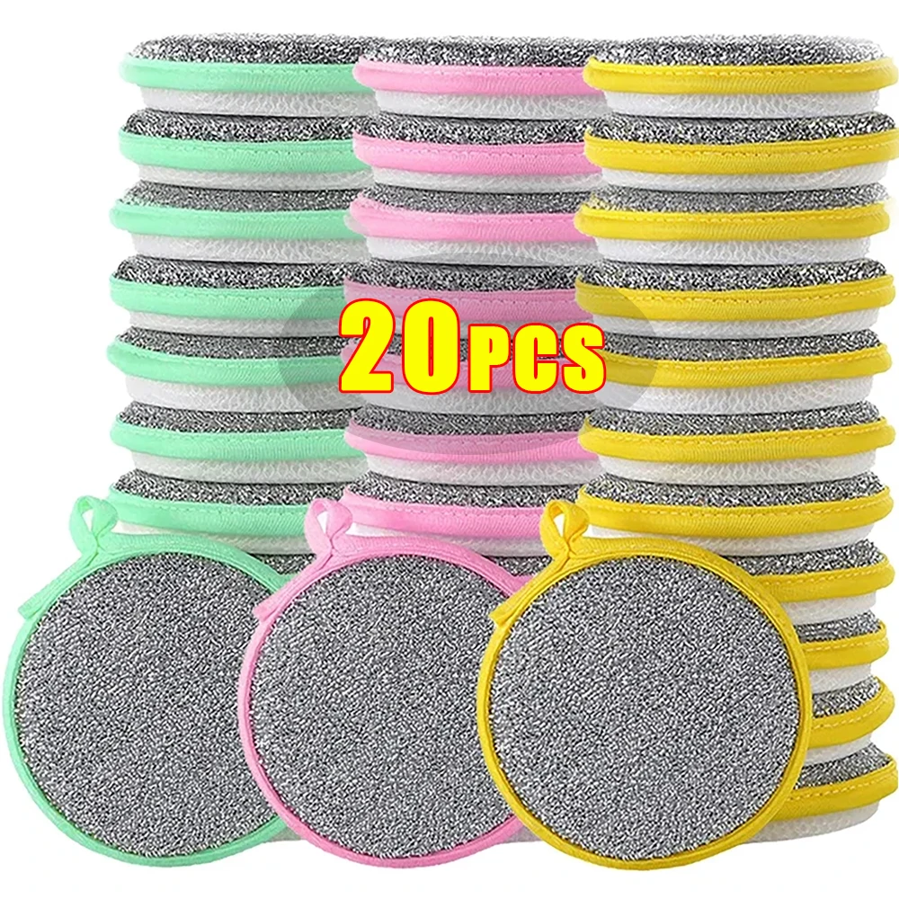 

20/5PCS Thickened Double Side Wash Sponge Strong Absorbent Kitchen Scouring Pad Wipe Pot Pan Dish Washing Cleaning Brush Sponge