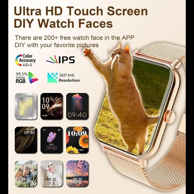 ساعة ذكية مع معدل ضربات القلب وشاشة أكسجين الدم ، اتصال لاسلكي ، جهاز تعقب اللياقة البدنية المتقدم ، مشغل الموسيقى ، الصحة