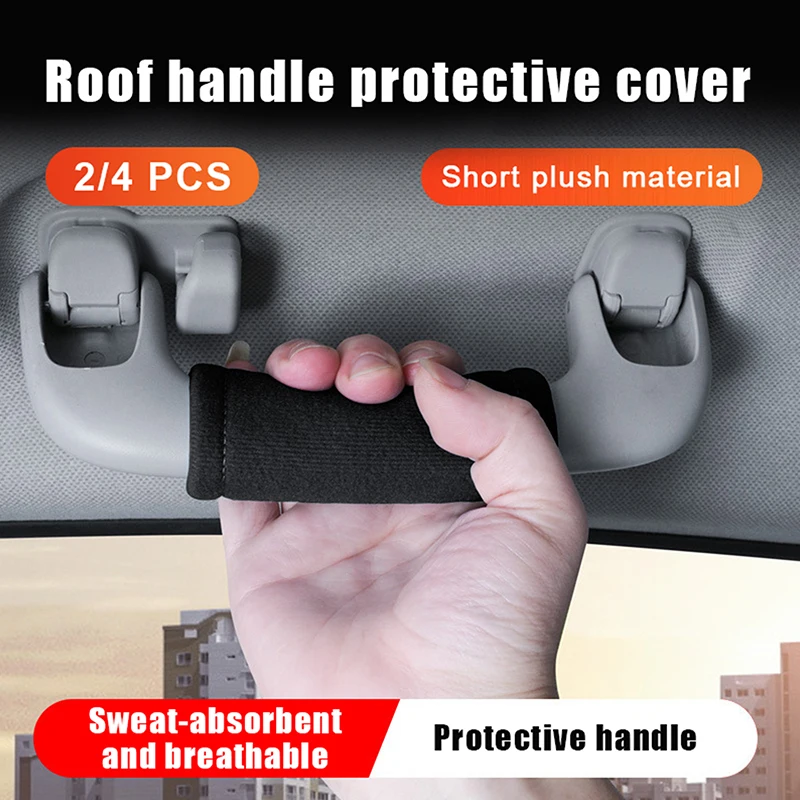 Car Roof Armrest Non-slip Car Pull Handle Protector Cover Case Soft Plush Ceiling Handle Protective Cover Auto Interior Supply