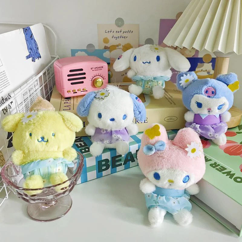 Muñeco de peluche de dibujos animados de margaritas Sanrio, juguete de Melody Kuromi Cinnamoroll Pochacco pompurin, llavero, bolso colgante, mochila, adornos, regalos