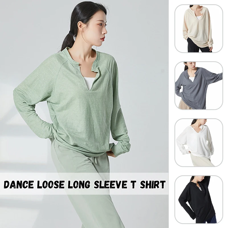 Women Modern Dance Tops Ballet Dance Blouse Classical Dance Coats Long Sleeve T-shirts Yoga Gym Dance Tops Ballet Outfits