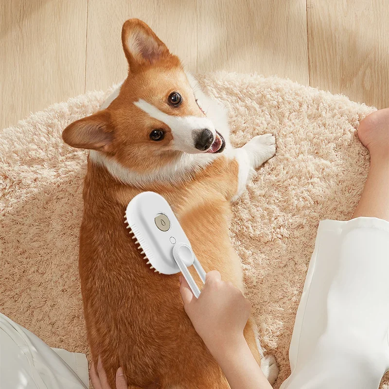 다기능 고양이 스팀 브러시 개, 3 in 1 반려동물 그루밍 빗, 고양이 및 개 털 제거 빗, 강아지 헤어 케어 용품, 고양이 집