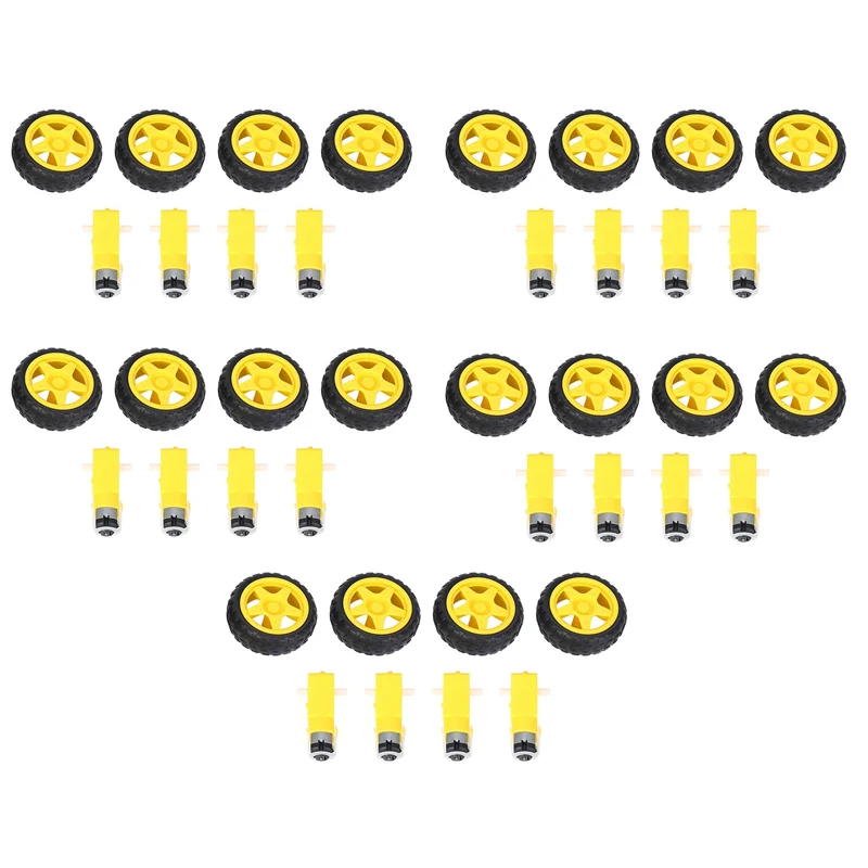

ODIES-20 Pcs For Arduino Smart Car Robot Plastic Tire Wheel With DC 3-6V Gear Motor