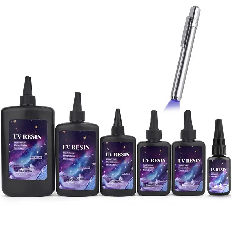 50/100/120/200/250g Kit di colla per resina UV di grande capacità colla per resina epossidica polimerizzazione a raggi ultravioletti colla UV per