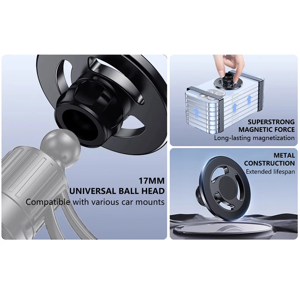 Für MagSafe Magnetische Auto Halterung Zubehör Universal GPS Telefon Halter 17mm Kugelkopf Buchse Basis Drahtlose Ladegerät Magnet Halterung – Detail 6