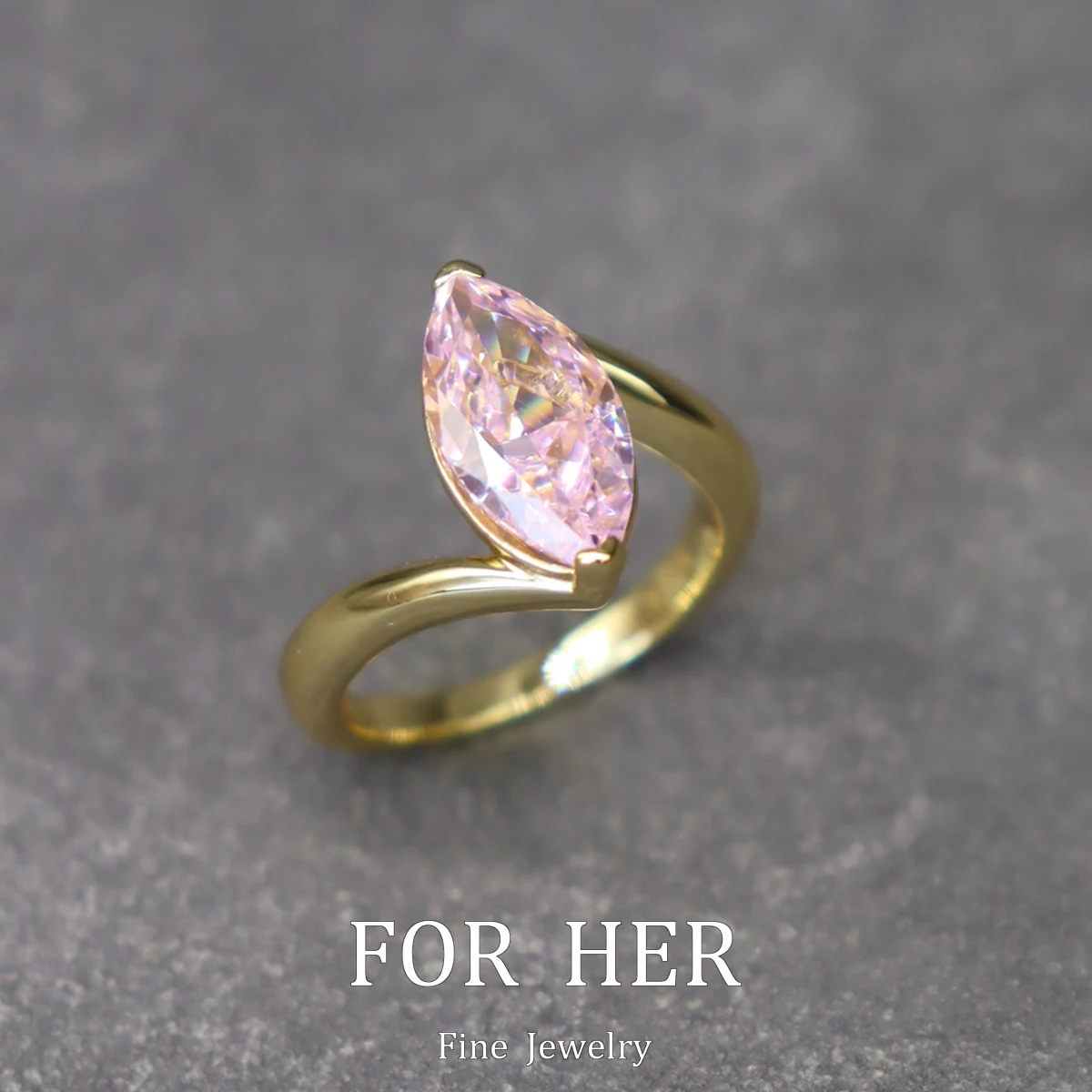 ForHer 100% 925 Sterling Silver Marquise Shaped Simulated Pink Diamond Fine Women Girls Rings For Wedding Engagement Jewelry